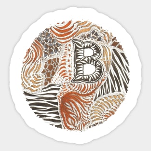 B Initial Animal Print Sticker